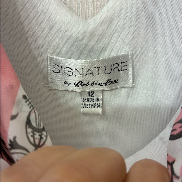 Vintage Y2K Robbie Bee Pink & Gray Cow Neck Dress | Baroque Floral 90s Glam 12 - Picture 6 of 9